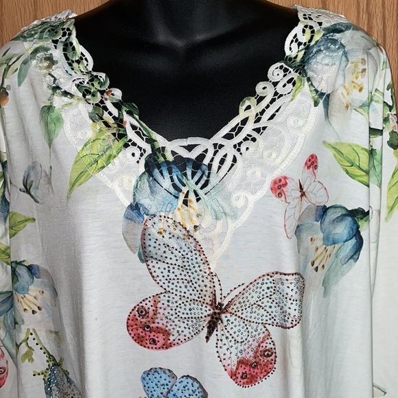 Ameri Mode rhinestone butterfly long sleeve dress size L/XL - Picture 2 of 7